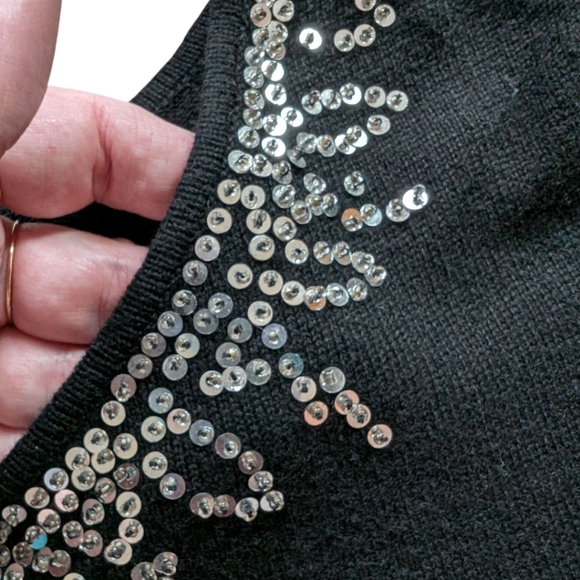 Central Park West Sweater NYE Glam Sequins Y2K Womens M Cashmere Silk Vintage - Picture 6 of 12